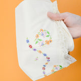 White Lace + Rainbow Floral Embroidered Vintage Pillowcases, 21" x 29" - Set of 2 (Torn)