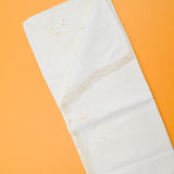 White Floral Embroidered Vintage/Antique Pillowcase - 21" x 32" (Age/rust spots)