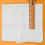 White + Light Pink "M" Monogrammed Vintage Pillowcase - 24" x 30"