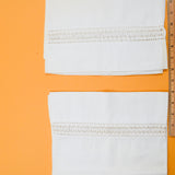 White Drawn Threadwork Vintage Pillowcases - 21" x 32" - Set of 2