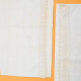 White Lace-Trimmed + Embroidered Eyelet Vintage Pillowcases, 21" x 31" - Set of 2