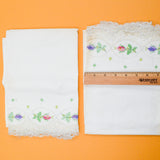 White, Green, Pink + Purple Floral Cross Stitched Vintage Pillowcases, 21" x 31" - Set of 2 (Some Stains)