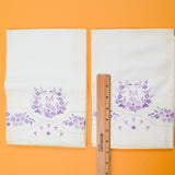 White + Purple "M" Floral Monogrammed Vintage Pillowcases, 21" x 32" - Set of 2