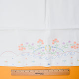 White + Pastel Colorful Floral Embroidered Vintage Pillowcase - 21" x 30"