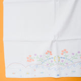 White + Pastel Colorful Floral Embroidered Vintage Pillowcase - 21" x 30"