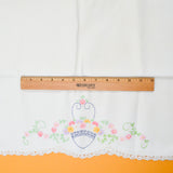 White + Colorful Floral Embroidered Vintage Pillowcase - 20" x 29"