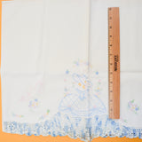 White + Blue "Mary" Embroidered Pillowcase with Crochet Trim - 20" x 32"