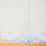 White + Blue "Mary" Embroidered Pillowcase with Crochet Trim - 20" x 32"