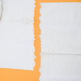 White Floral Embroidered + Cutwork Vintage Pillowcases, 19" x 35" - Set of 2