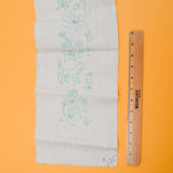 Natural Linen Fabric with Stamped Cat + Flower Pattern for Embroidery - 7.5" x 48"