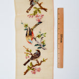Birds + Branches Bellpull Preworked Needlepoint + Petit Point Panel - 8" x 30"