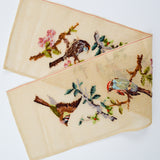 Birds + Branches Bellpull Preworked Needlepoint + Petit Point Panel - 8" x 30"
