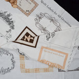 Brown + White Quilt Label Fabric Panel - 23" x 44"