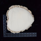 Quilted White Heart Pillow with Beige Lace Trim