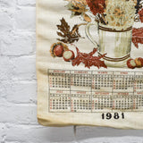 Autumn Flowers 1981 Calendar Tea Towel - 16" x 26"