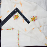 White + Colorful Petit Point Floral Fringed Edge Table Linen - 46" x 48"