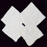 White Embroidered Handkerchiefs - Set of 4