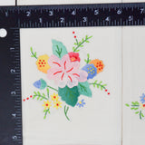 White Napkins with Hand-sewn Floral Appliques - Set of 3