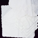 White Scalloped Napkins with Floral Whitework Embroidery