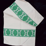 White + Green Floral Woven Fabric Tube - 14" x 25"