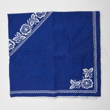 Blue + White Floral Print Tablecloth - 31" x 33"