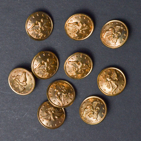 Gold Embossed Eagle Metal Shank Buttons - Set of 10 Default Title
