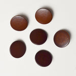 Round Brown Faux Leather Metal Shank Buttons - Set of 6 Default Title