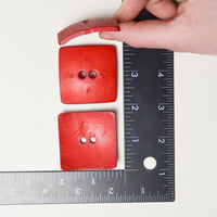Red Large Square Two-Hole Curved Plastic Buttons - Set of 3 Default Title