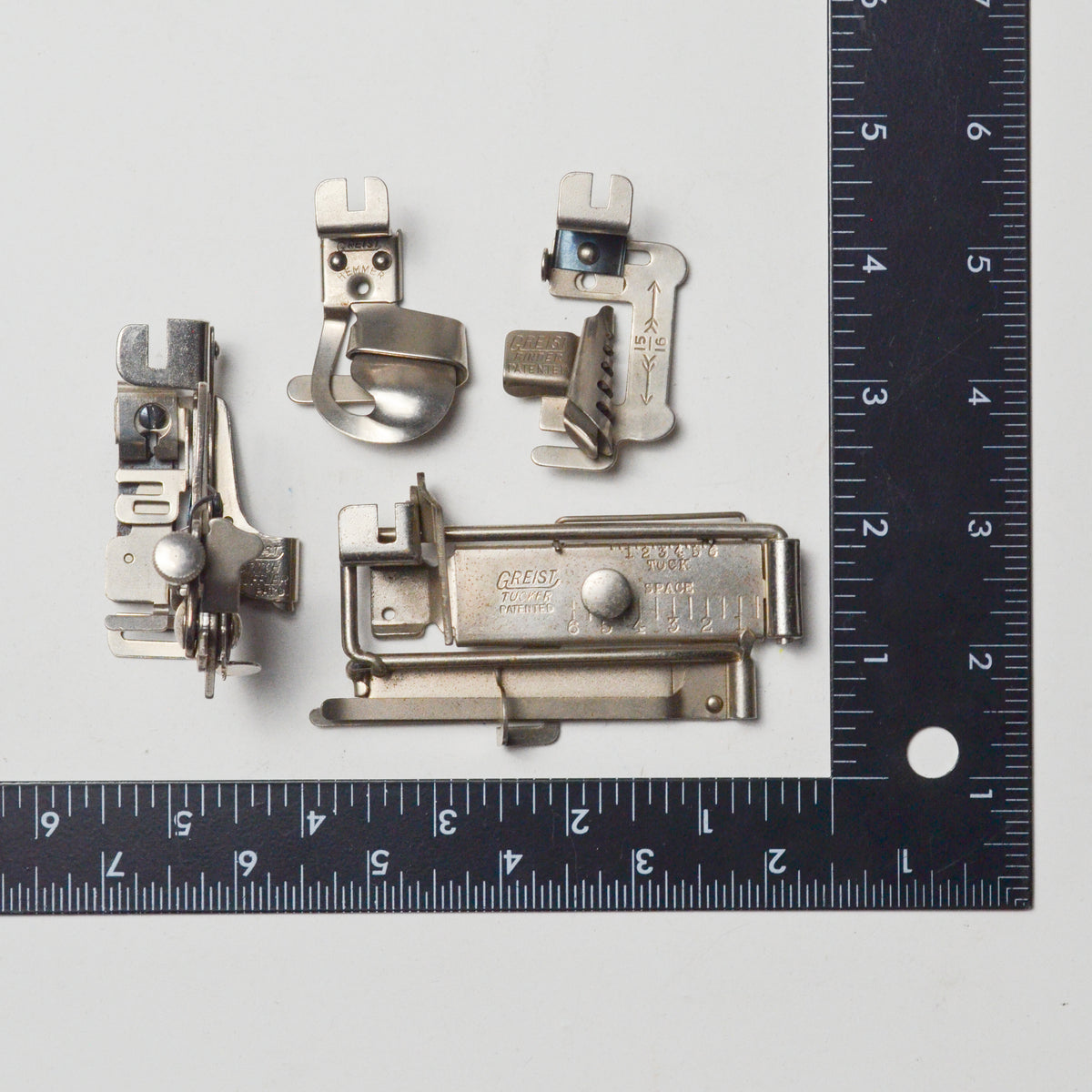 Greist Stitch Ruffler, Tucker, Hemmer + Binder Attachments – Make & Mend