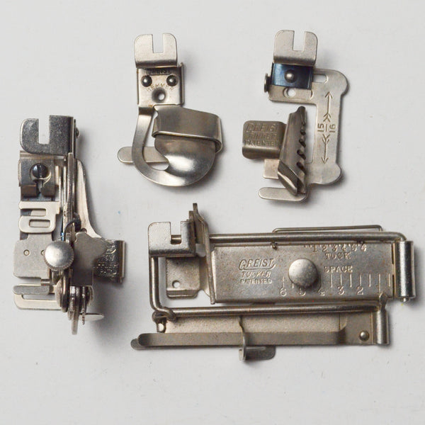 Greist Stitch Ruffler, Tucker, Hemmer + Binder Attachments – Make & Mend