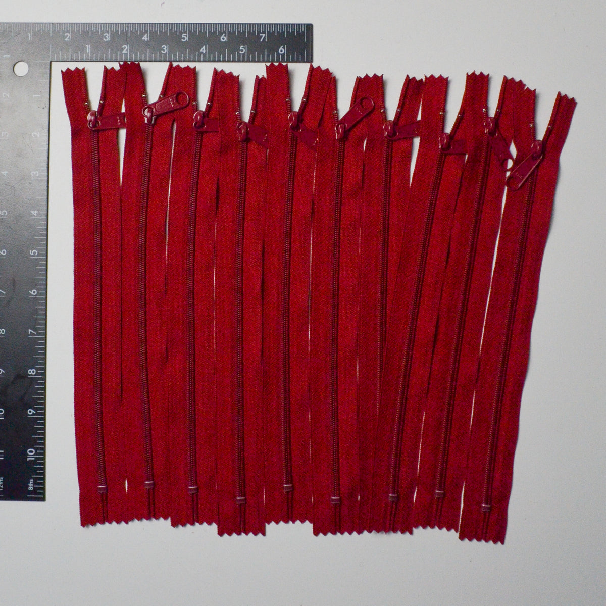 Red 10 non separating nylon coil zippers pack of 10 make mend