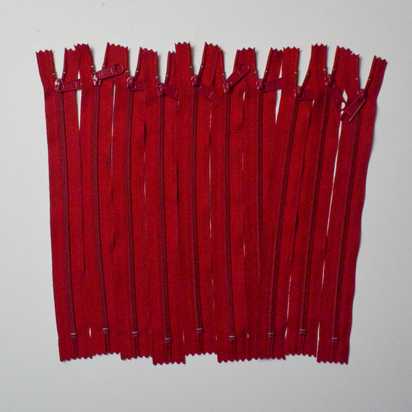 Red 10" Non-Separating Nylon Coil Zippers - Pack of 10 Default Title
