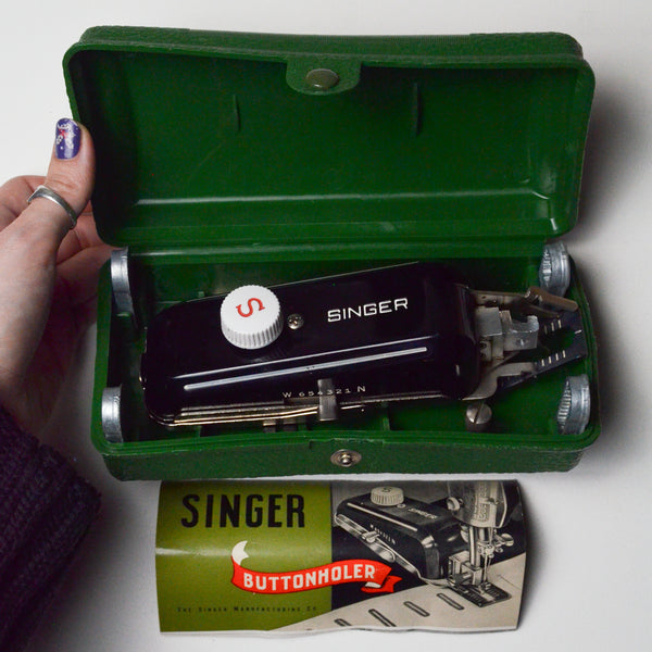 Singer Buttonholer Attachment + Accessories in Case