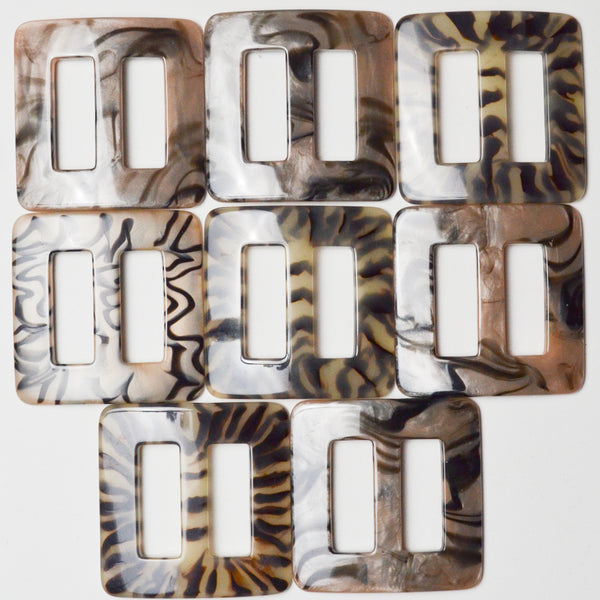 Tortoiseshell Rectangular Plastic Buckles - Set of 8 – Make & Mend