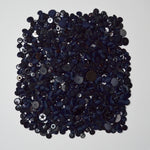 Black, Gray + Dark Navy Blue Cloth + Assorted Button Bundle