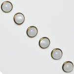 Pearly Glass Domed Brass Shank Buttons - Set of 6