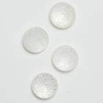 White Concave Plastic Shank Buttons with Silver Glitter - Set of 4