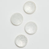 White Concave Plastic Shank Buttons with Silver Glitter - Set of 4