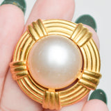 Gold + Faux Pearl Large Shank Buttons - Set of 2