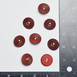 Red Plastic + Gold Shank Buttons - Set of 8