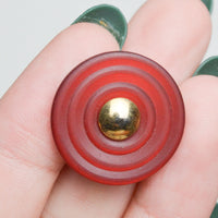 Red Plastic + Gold Shank Buttons - Set of 8