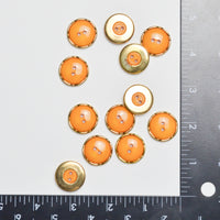 Orange + Gold Plastic Two-Hole Buttons - Set of 12