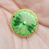 Green Faceted Glass Gold Shank Buttons - Set of 4