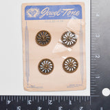 Vintage Jewel-Tone Mirrored Backing Shank Buttons - Set of 4