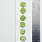 Purdy Thangz Leaf-Stamped Glittery Green Shank Buttons - Set of 6