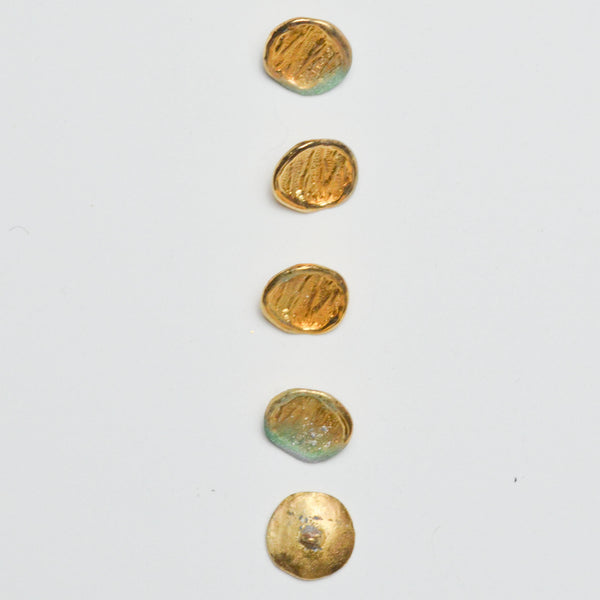 Gold Textured Metal Shank Buttons - Set of 5