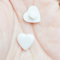 White Heart-Shaped Plastic Self Shank Buttons - Set of 2