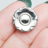Silver Flower-Shaped Metal Self Shank Buttons - Set of 6