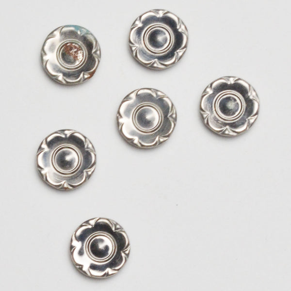 Silver Flower-Shaped Metal Self Shank Buttons - Set of 6