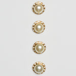 Gold, Pearl + Rhinestone Shank Buttons - Set of 4